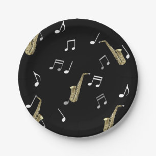 Jazzy Saxophone en Musical Notes Papieren Bordje