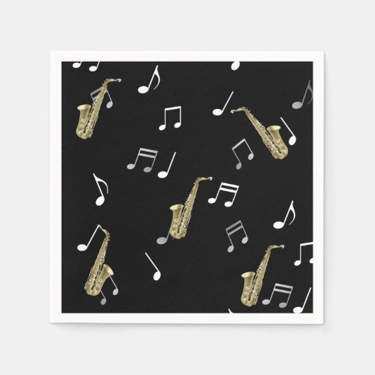 Jazzy Saxophone en Musical Notes Servet (Voorkant)