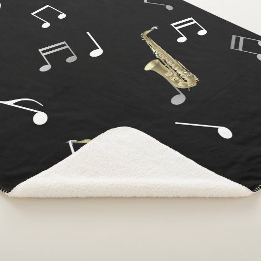 Jazzy Saxophone en Musical Notes  Sherpa Deken (3/4)