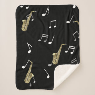 Jazzy Saxophone en Musical Notes Sherpa Deken