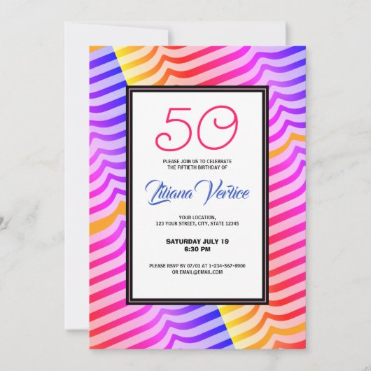 Jazzy Trippy Psychedelic Tropical Stripey Pattern Kaart (Voorkant)