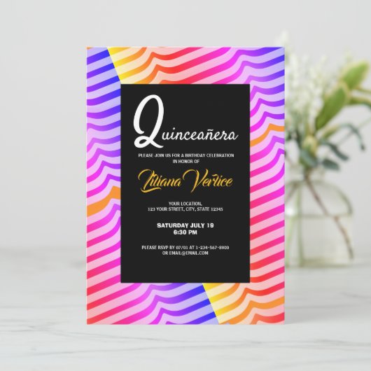 Jazzy Trippy Psychedelic Tropical Stripey Pattern Kaart (Staand voorkant)