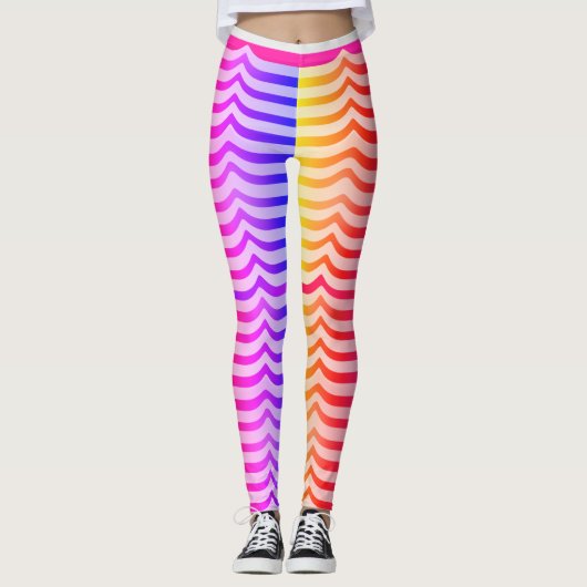 Jazzy Trippy Psychedelic Tropical Stripey Pattern Leggings (Voorkant)