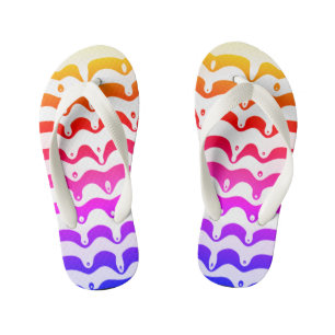 Jazzy Tropical Psychedelic Dripping Stripes Kinder Teenslippers