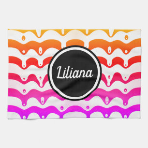 Jazzy Tropical Psychedelic Dripping Stripes Theedoek