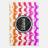 Jazzy Tropical Psychedelic Dripping Stripes Theedoek (Verticaal)