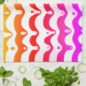 Jazzy Tropical Psychedelic Dripping Stripes Theedoek (Gevouwen)