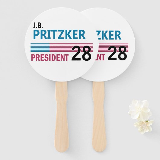 JB Pritzker 2028 Handwaaier (Voorkant en achterkant)