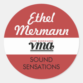 JBHS VMA Rode Achtergrond met Wit Script Ronde Sticker