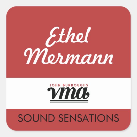 JBHS VMA Rode Achtergrond met Wit Script Vierkante Sticker (Voorkant)