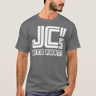 JC Auto Onderdelen Enkelzijdig Wit op Effen Kleur T-shirt