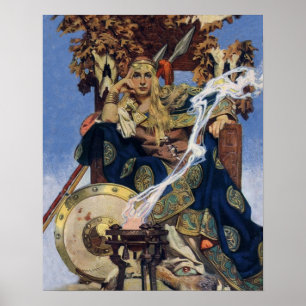 JC Leyendecker Koningin Maeve Keltische Krijger Poster