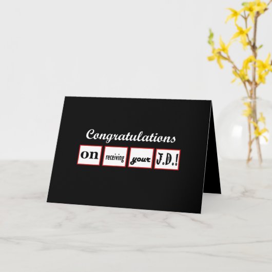 JD-graad - AANGEPASTE NAAM - Gefeliciteerd Kaart (Gele Bloem)