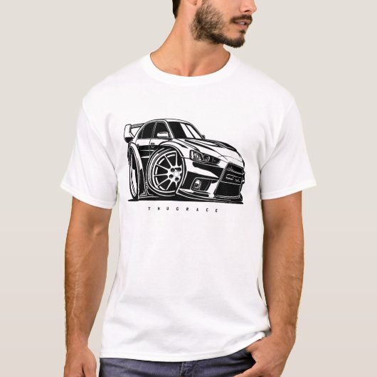 JDM Lancer Evolution X Evo Toon Art Car Enthusiast T-shirt (Voorkant)