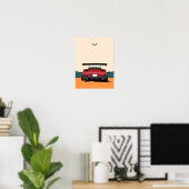JDM Rode RX-7 Achteraanzicht Racende Auto Illustra Poster (Thuiskantoor)