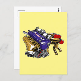 JDM ZESCILINDER TURBOMOTOR BRIEFKAART