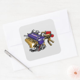 JDM ZESCILINDER TURBOMOTOR VIERKANTE STICKER