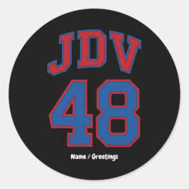 JDV 48 Retro Varsity Style Vintage Sports Monogram Ronde Sticker