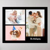 Je 3 familiefoto's & naam op zwart
