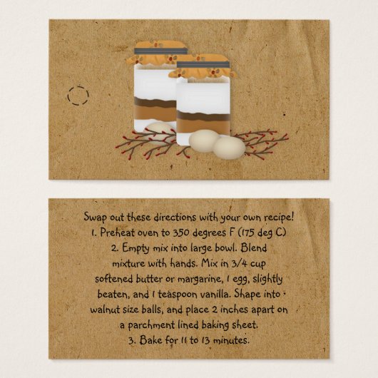 Je aangepaste Jar Mix Recipe Hang Label op Visitekaartje (Voorkant /achterkant)