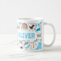 Je aangepaste naam Kinder Cute Blue Brown Dinosaur