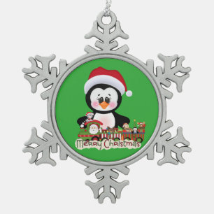 Je aangepaste Pewter Snowflake Ornament Penguin