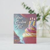Je aangepaste tekst Happy Birthday Cupcake Sjabloo Feestdagenkaart (Staand voorkant)