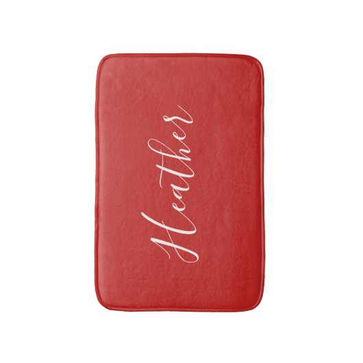 Je aangepaste witscript op rood badmat (Voorkant Verticaal)
