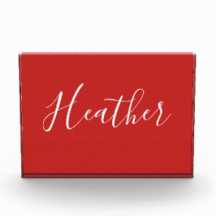 Je aangepaste witscript op rood fotoblokken