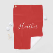 Je aangepaste witscript op rood golfhanddoek (Insitu)