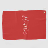 Je aangepaste witscript op rood golfhanddoek (Horizontaal)