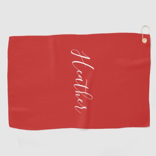 Je aangepaste witscript op rood golfhanddoek (Horizontaal)