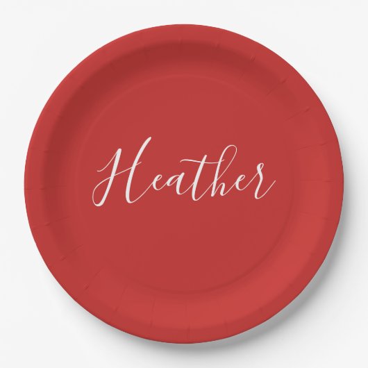Je aangepaste witscript op rood papieren bordje (Voorkant)