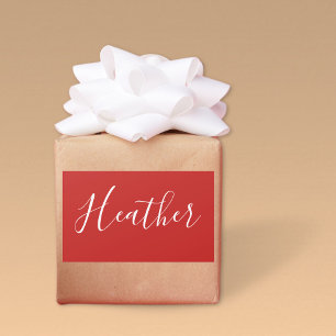 Je aangepaste witscript op rood rechthoekige sticker