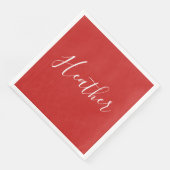 Je aangepaste witscript op rood servet (Hoek)