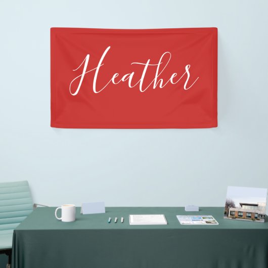 Je aangepaste witscript op rood spandoek (Beurs)