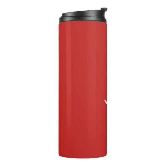 Je aangepaste witscript op rood thermosbeker (Gedraaid links)