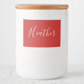 Je aangepaste witscript op rood voedselcontainer etiket (Voorkant)