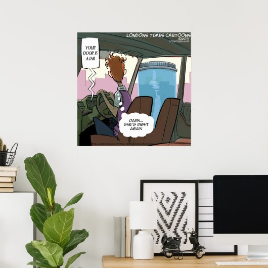 Je autodeur is een Poster van de pot. (Thuiskantoor)