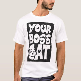 Je baas kat in het wit t-shirt