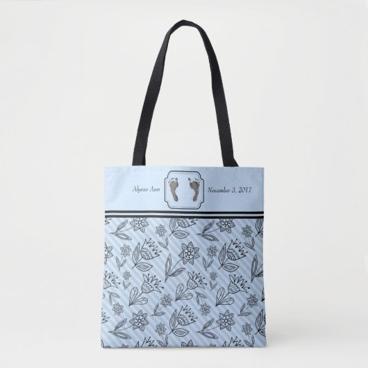 Je baby's roet Prints in blauw Draagtas (Voorkant)