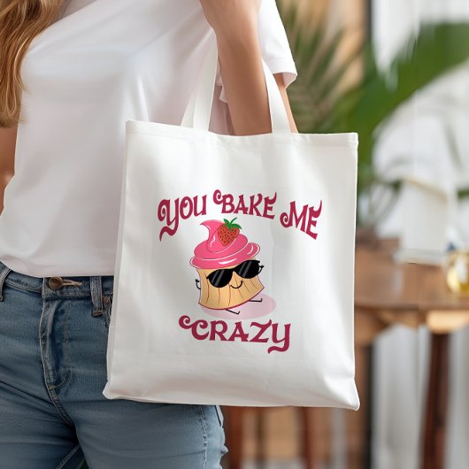 Je bakt me gekke aardbei cupcake zonnebril tote bag