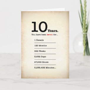 Je bent 10 jaar lang bemind, verjaardagskaart kaart