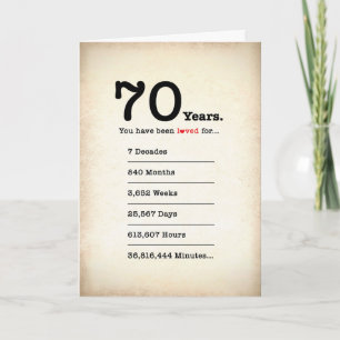 Je Bent 70 Jaar Geliefd Geweest, Verjaardagskaart Kaart
