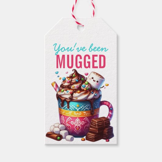 Je bent beroofd Schattigee hete cacao kerst Cadeaulabel (Voorkant)