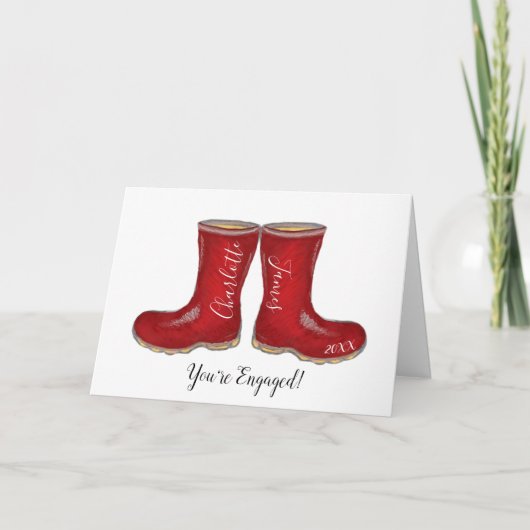 Je bent betrokken rood laars verloving kaart (Voorkant)