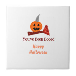 Je bent Booed fijn Halloween pompoen bezem sc Tegeltje