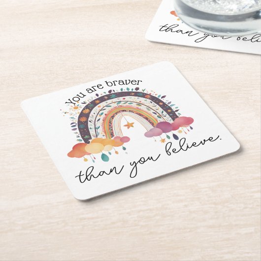 Je bent dapper, positieve bevestiging geschenk moe vierkante kartonnen onderzetter (Schuin)