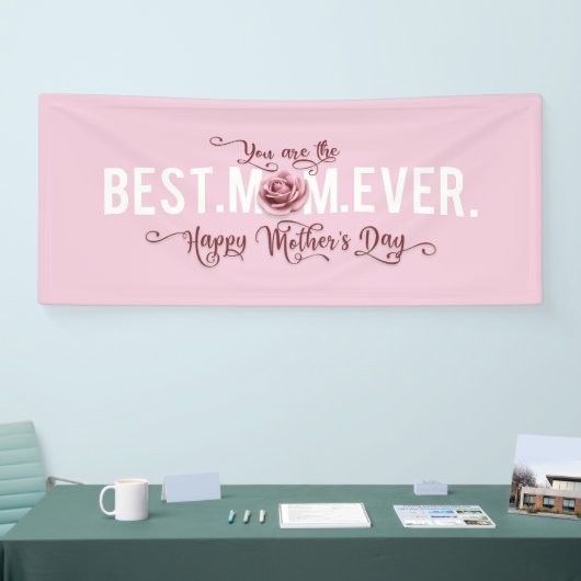 Je bent de beste mama ooit Moederdag roze Rose Spandoek (Beurs)