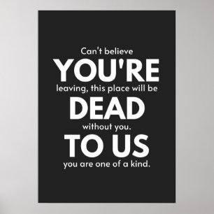Je bent dood voor ons, collega gaat weg, grappig poster